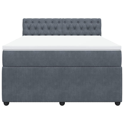 Giroletto a Molle con Materasso Grigio Scuro 140x190 cm Velluto - homemem39