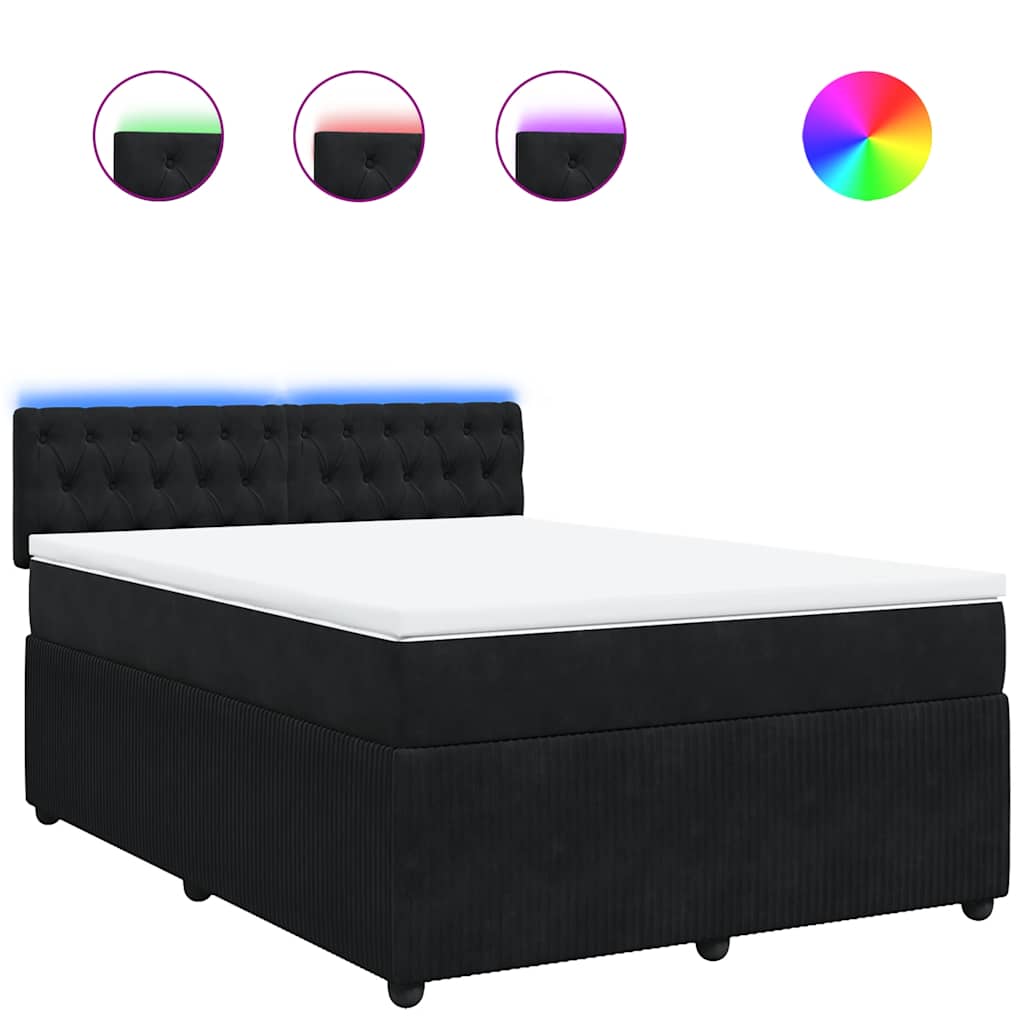 Giroletto a Molle con Materasso Nero 140x190 cm in Velluto