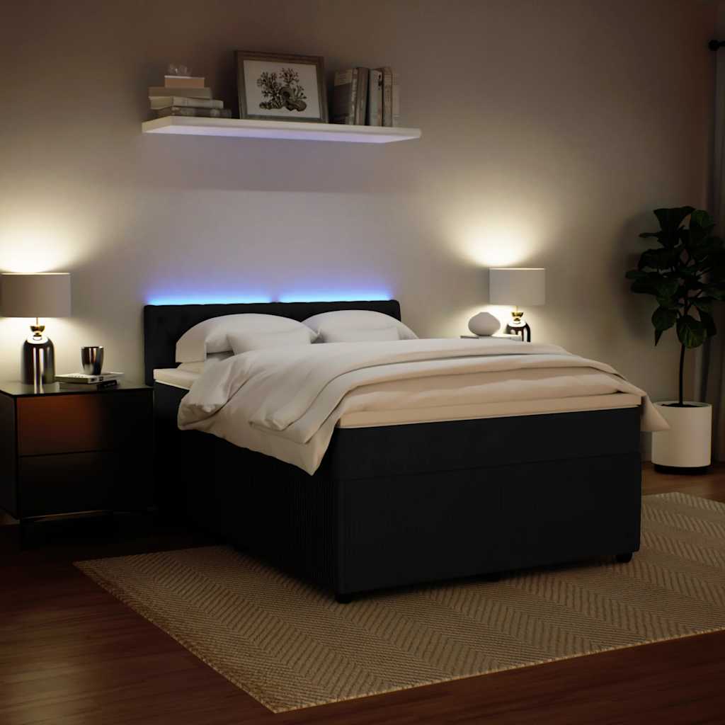 Giroletto a Molle con Materasso Nero 140x190 cm in Velluto