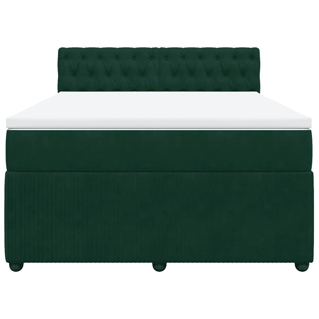 Giroletto a Molle con Materasso Verde Scuro 140x190 cm Velluto