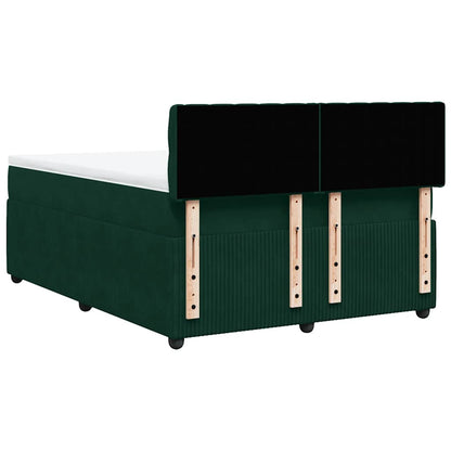 Giroletto a Molle con Materasso Verde Scuro 140x190 cm Velluto
