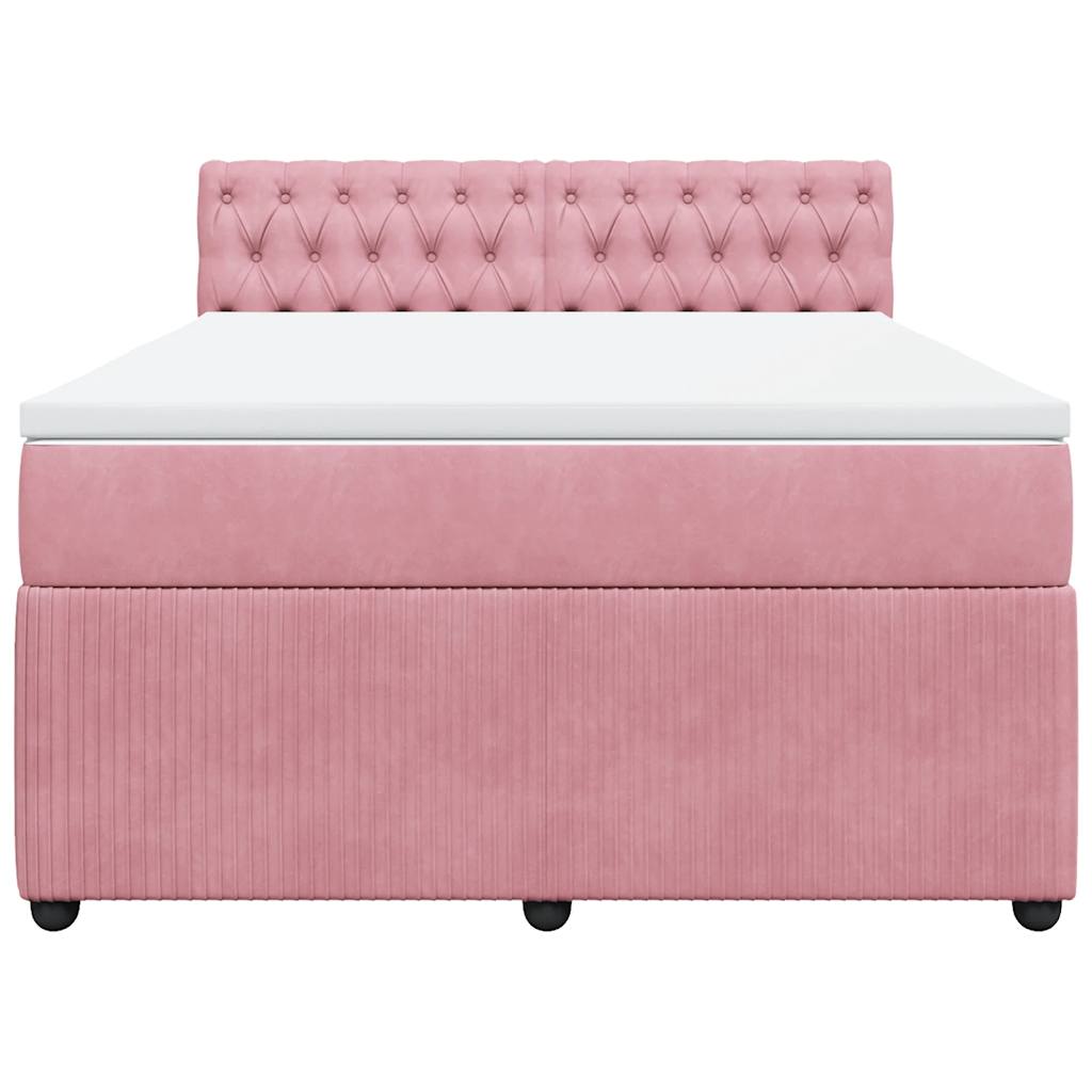 Giroletto a Molle con Materasso Rosa 140x190 cm in Velluto | homemem39