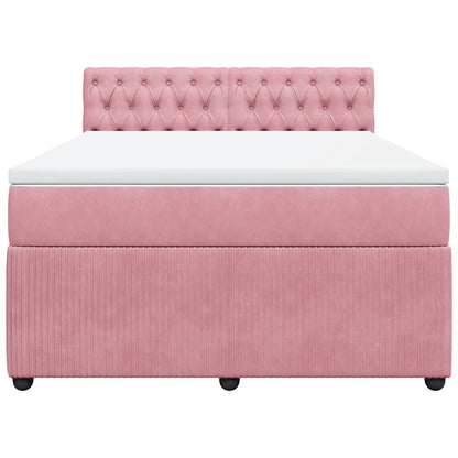 Giroletto a Molle con Materasso Rosa 140x190 cm in Velluto | homemem39