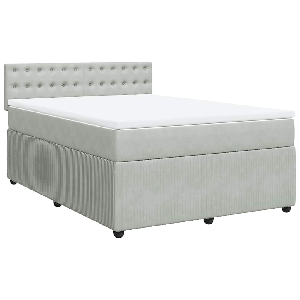 Giroletto a Molle con Materasso Grigio Chiaro 140x190cm Velluto