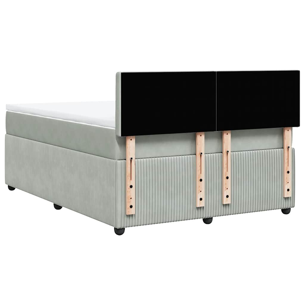 Giroletto a Molle con Materasso Grigio Chiaro 140x190cm Velluto