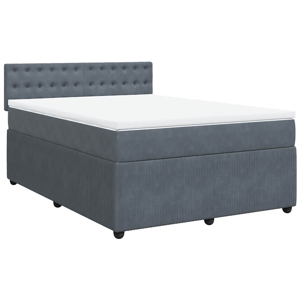 Giroletto a Molle con Materasso Grigio Scuro 140x190 cm Velluto