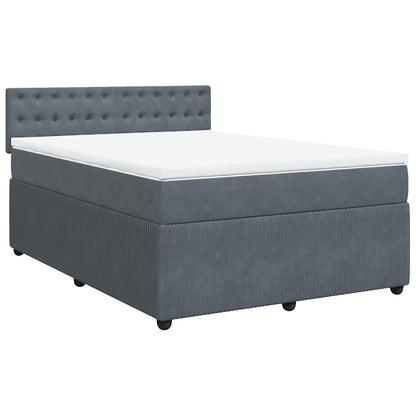 Giroletto a Molle con Materasso Grigio Scuro 140x190 cm Velluto