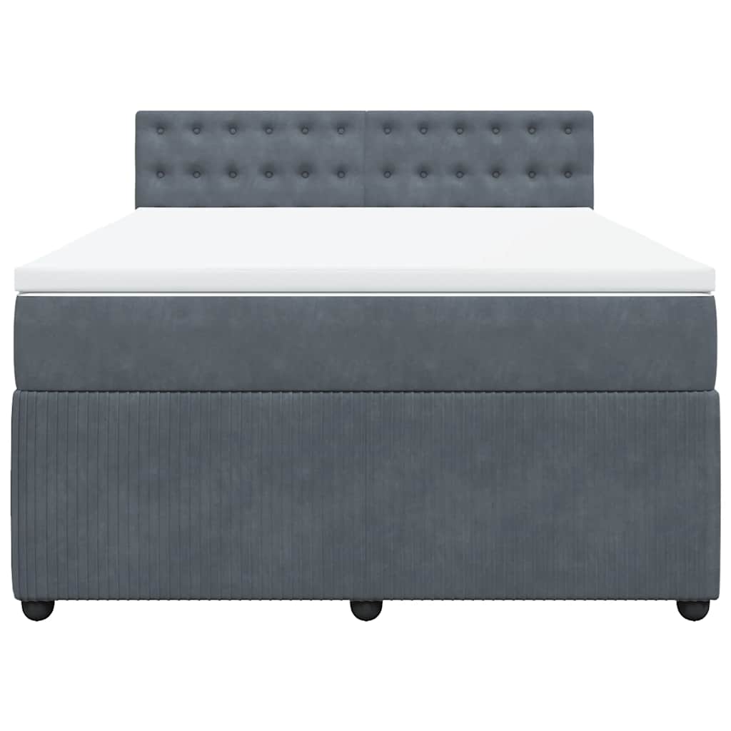 Giroletto a Molle con Materasso Grigio Scuro 140x190 cm Velluto