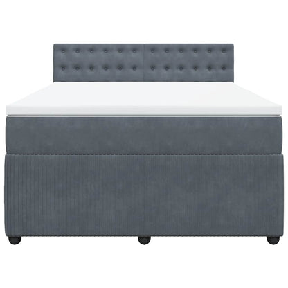 Giroletto a Molle con Materasso Grigio Scuro 140x190 cm Velluto