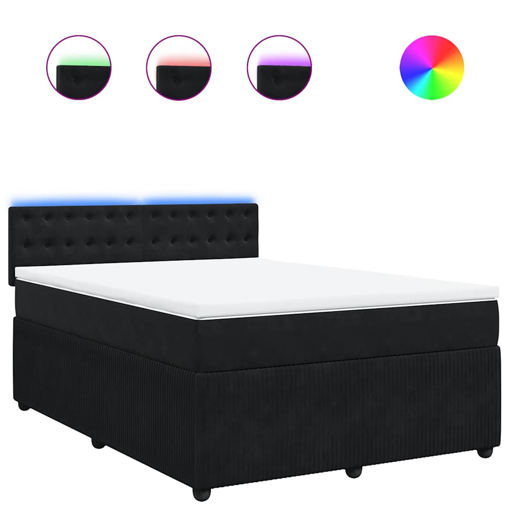 Giroletto a Molle con Materasso Nero 140x190 cm in Velluto | homemem39