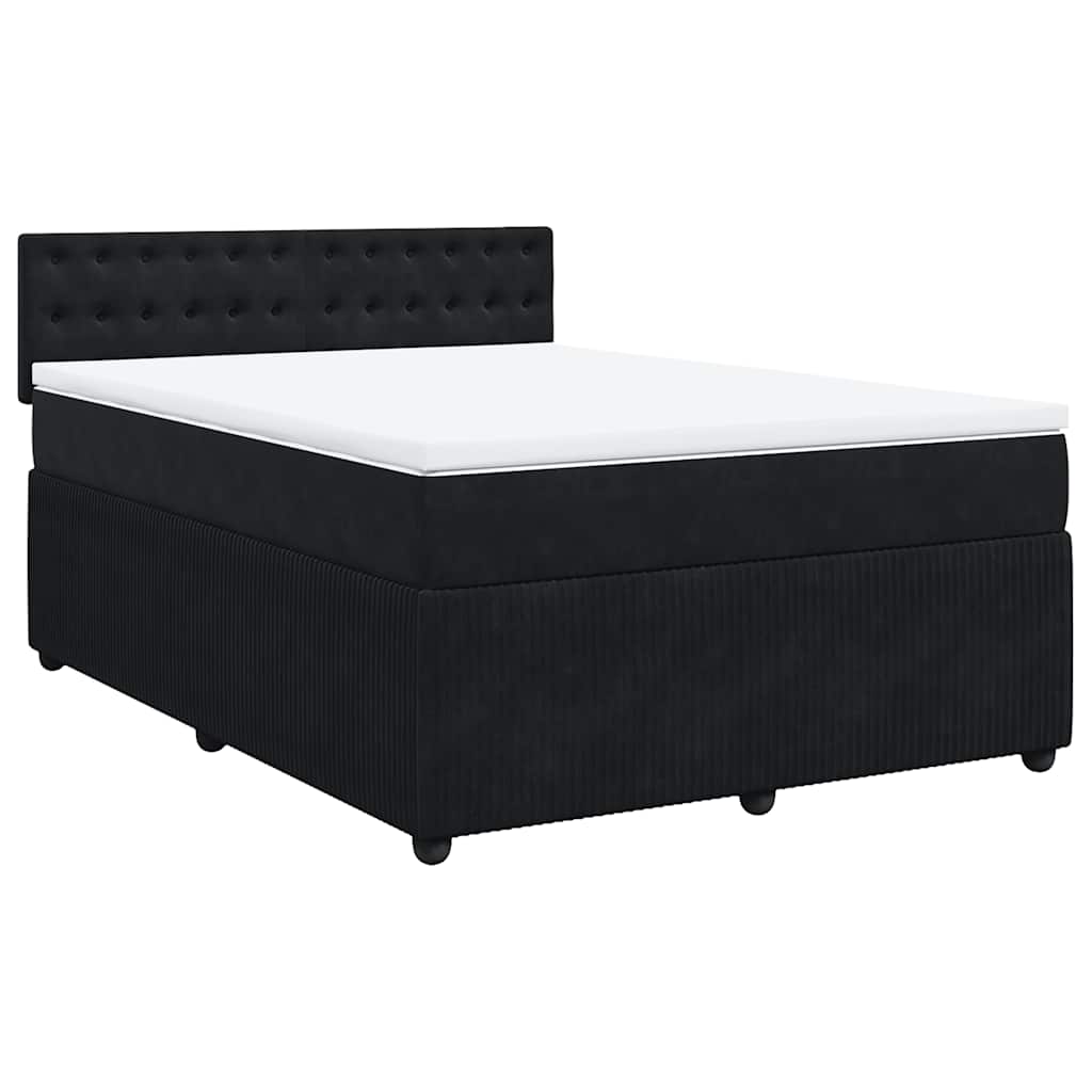 Giroletto a Molle con Materasso Nero 140x190 cm in Velluto | homemem39