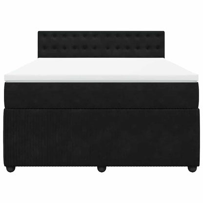 Giroletto a Molle con Materasso Nero 140x190 cm in Velluto | homemem39