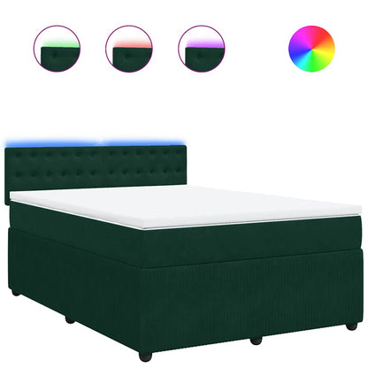 Giroletto a Molle con Materasso Verde Scuro 140x190 cm Velluto