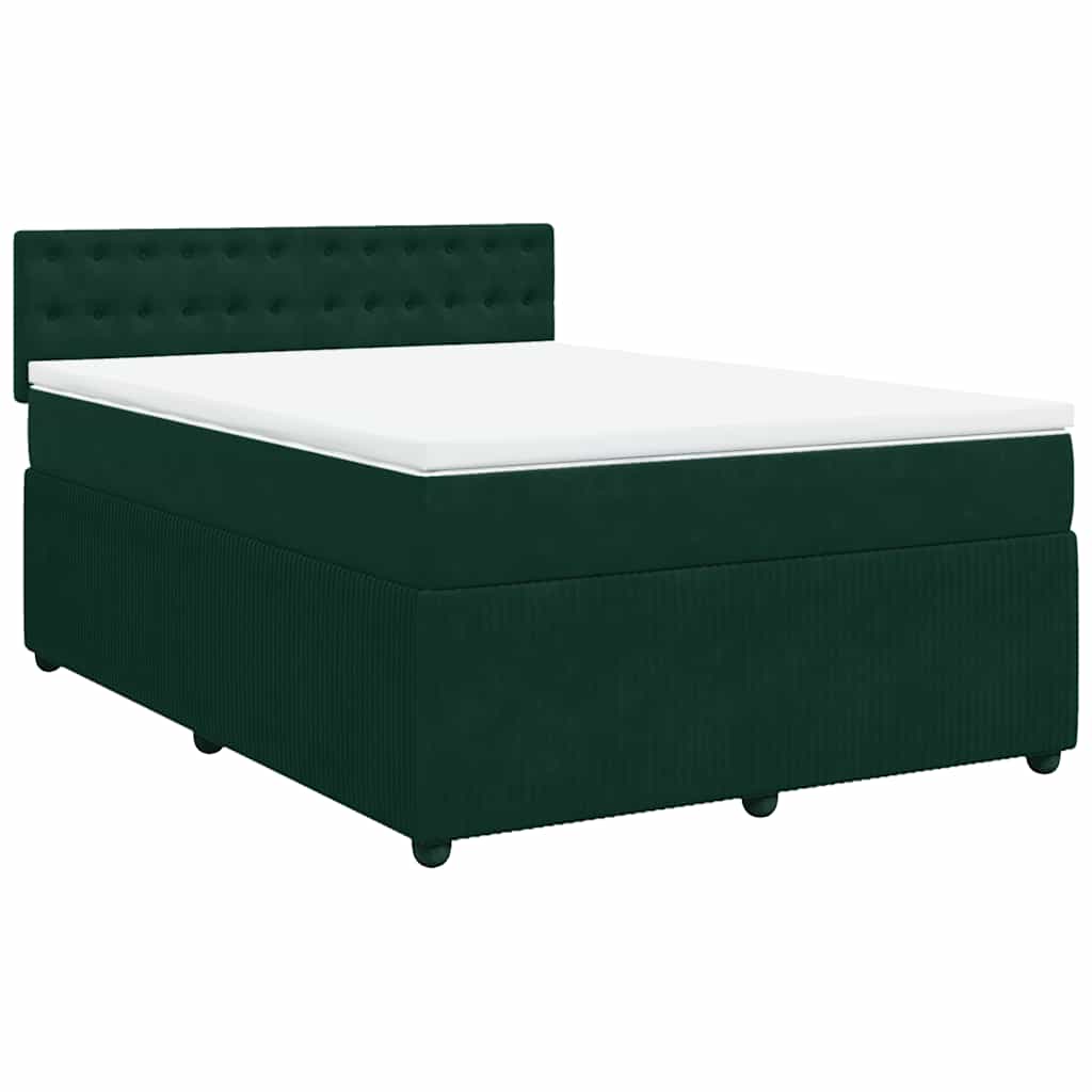 Giroletto a Molle con Materasso Verde Scuro 140x190 cm Velluto