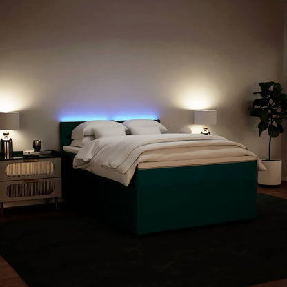 Giroletto a Molle con Materasso Verde Scuro 140x190 cm Velluto