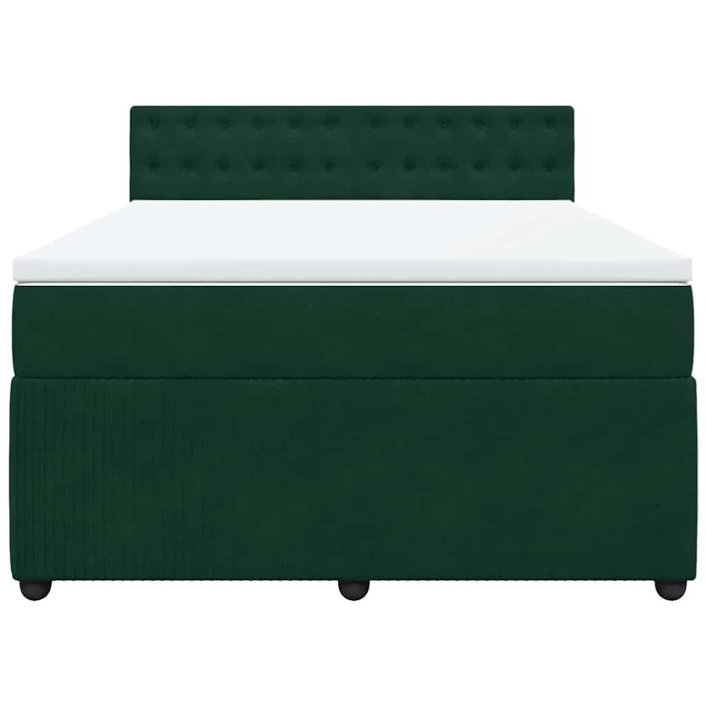 Giroletto a Molle con Materasso Verde Scuro 140x190 cm Velluto