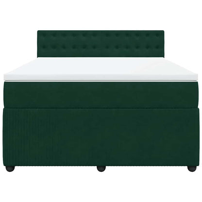 Giroletto a Molle con Materasso Verde Scuro 140x190 cm Velluto