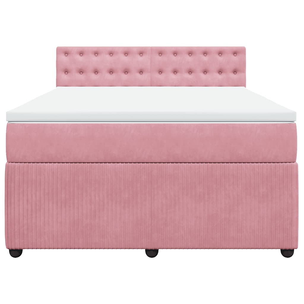 Giroletto a Molle con Materasso Rosa 140x190 cm in Velluto | homemem39