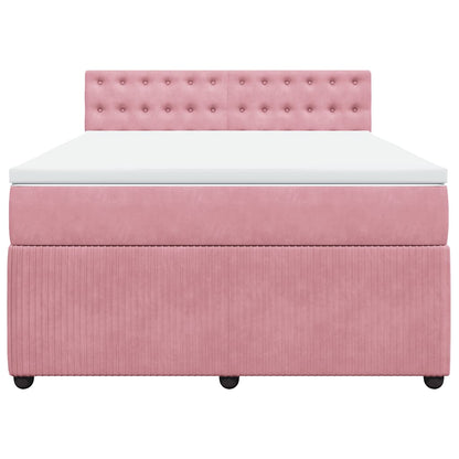 Giroletto a Molle con Materasso Rosa 140x190 cm in Velluto