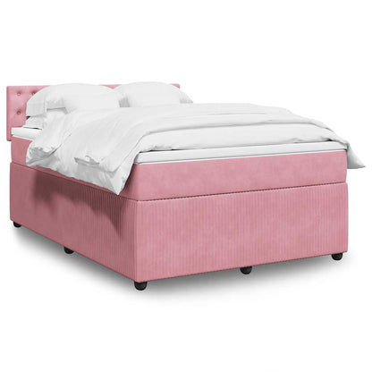 Giroletto a Molle con Materasso Rosa 140x190 cm in Velluto | homemem39