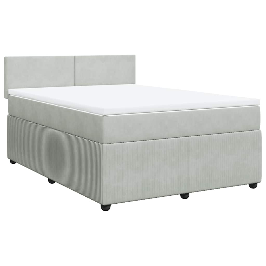 Giroletto a Molle con Materasso Grigio Chiaro 140x200cm Velluto
