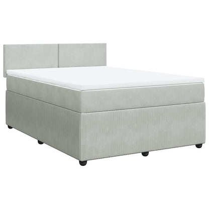 Giroletto a Molle con Materasso Grigio Chiaro 140x200cm Velluto
