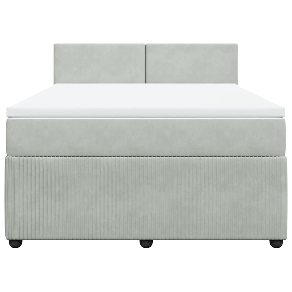 Giroletto a Molle con Materasso Grigio Chiaro 140x200cm Velluto