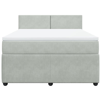 Giroletto a Molle con Materasso Grigio Chiaro 140x200cm Velluto