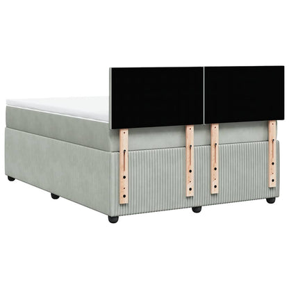 Giroletto a Molle con Materasso Grigio Chiaro 140x200cm Velluto