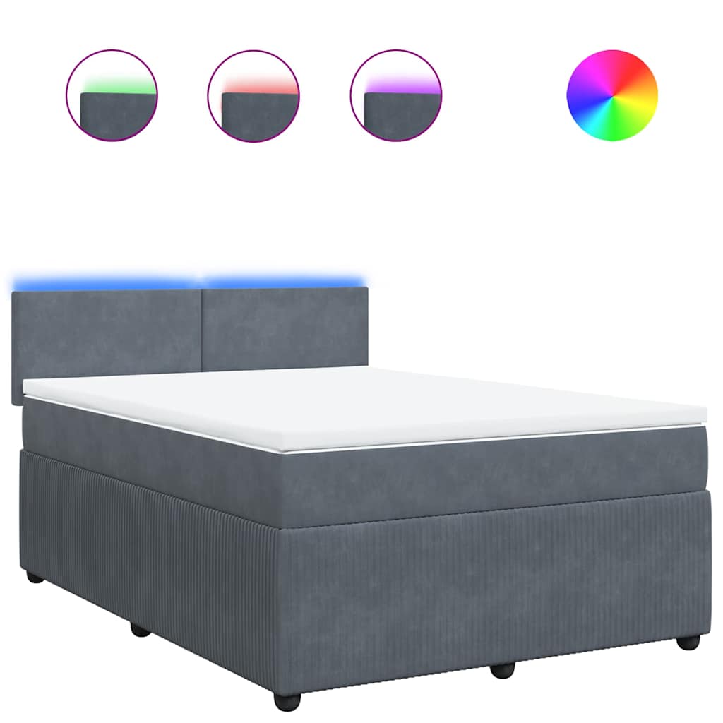 Giroletto a Molle con Materasso Grigio Scuro 140x200 cm Velluto | homemem39