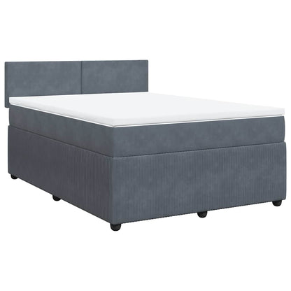 Giroletto a Molle con Materasso Grigio Scuro 140x200 cm Velluto | homemem39