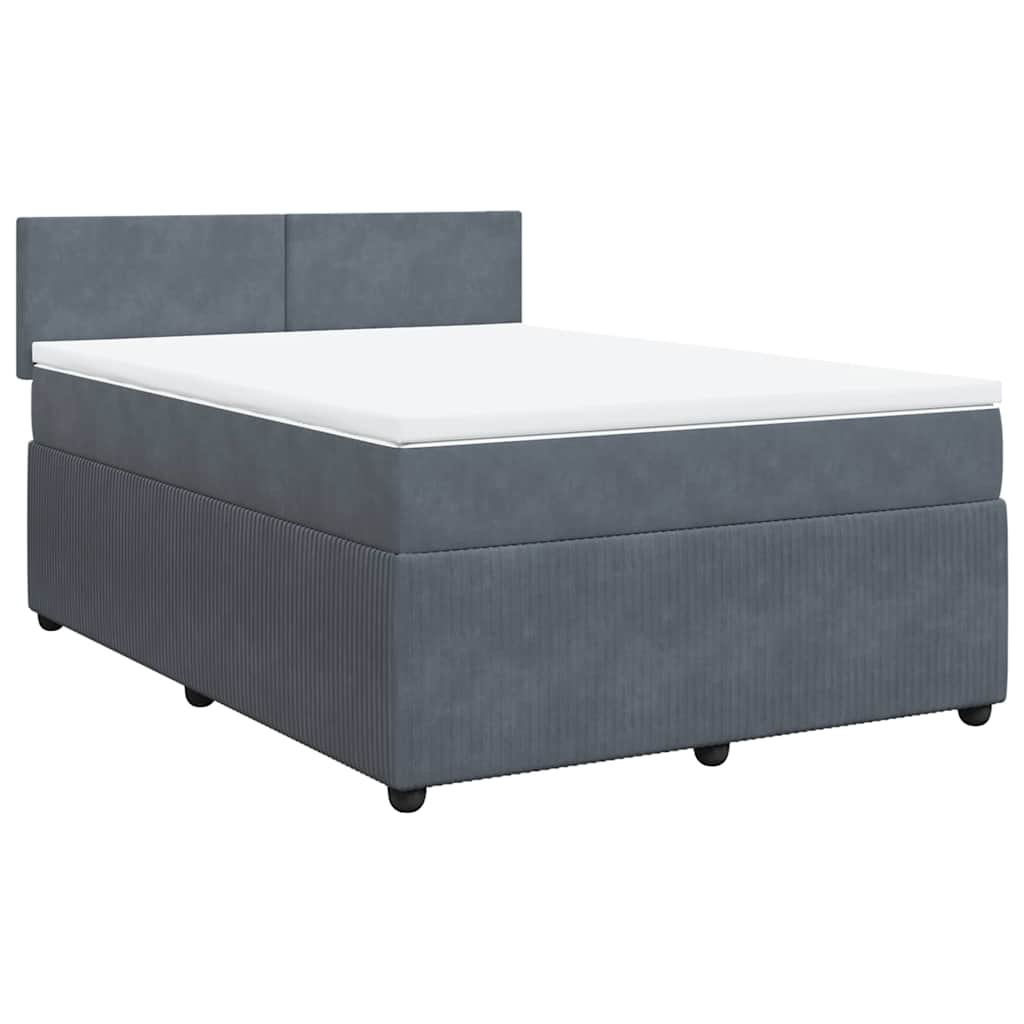 Giroletto a Molle con Materasso Grigio Scuro 140x200 cm Velluto