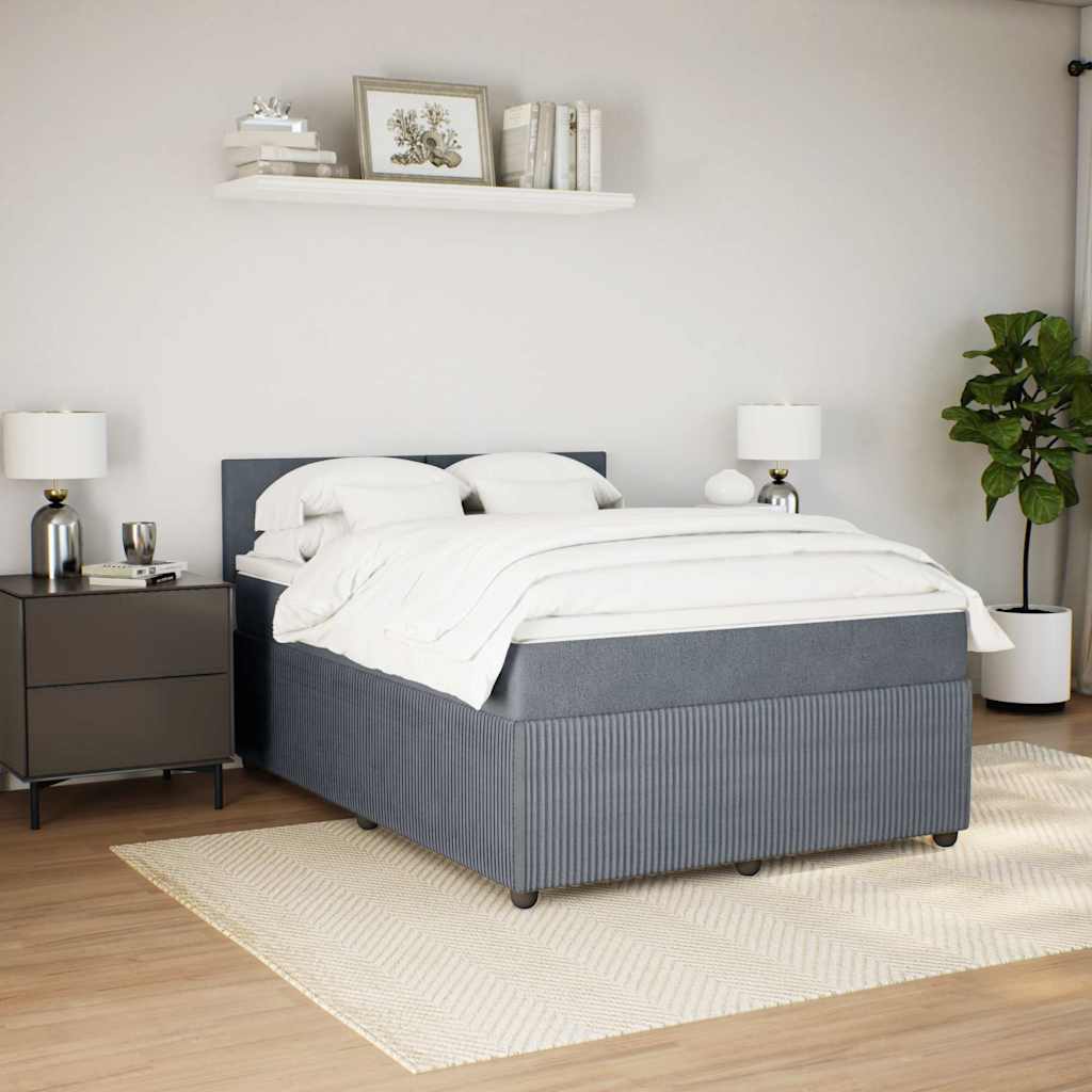 Giroletto a Molle con Materasso Grigio Scuro 140x200 cm Velluto | homemem39