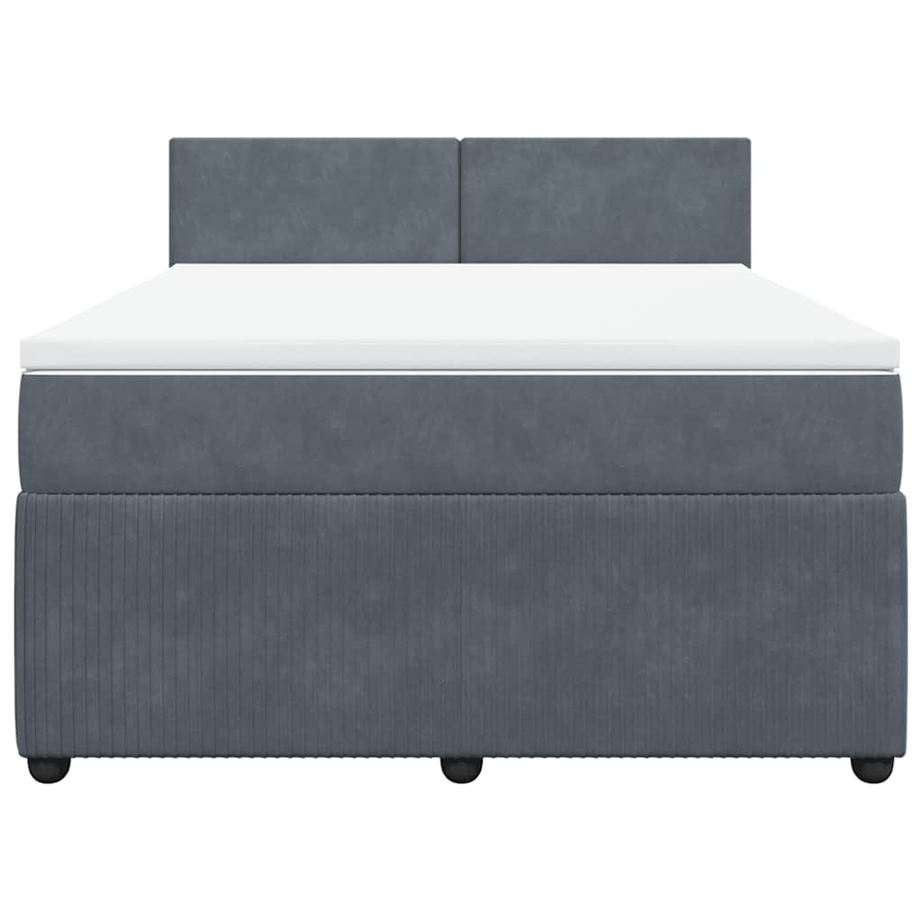 Giroletto a Molle con Materasso Grigio Scuro 140x200 cm Velluto | homemem39