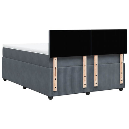 Giroletto a Molle con Materasso Grigio Scuro 140x200 cm Velluto
