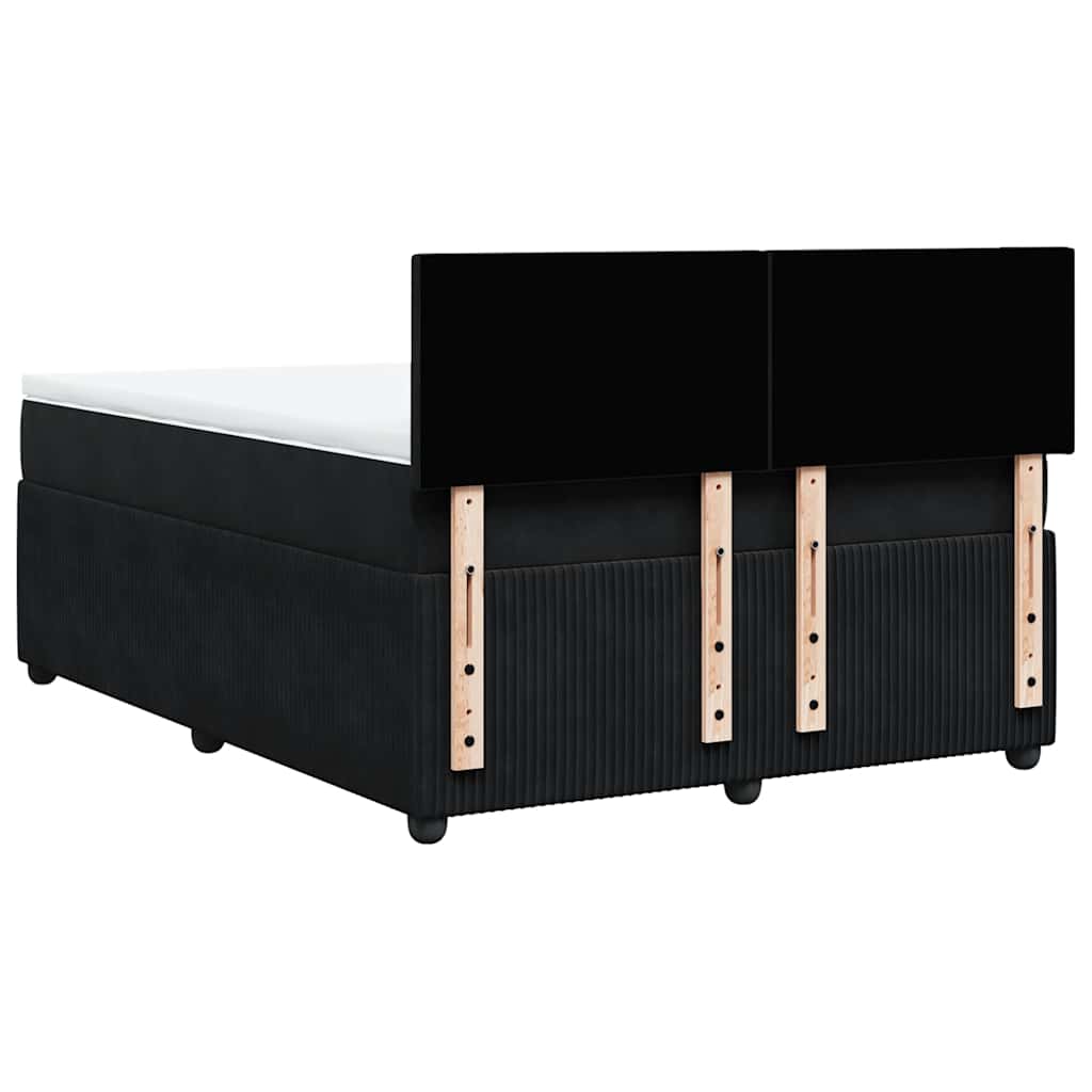 Giroletto a Molle con Materasso Nero 140x200 cm in Velluto