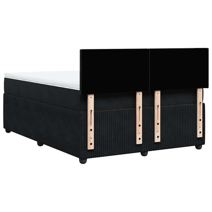 Giroletto a Molle con Materasso Nero 140x200 cm in Velluto