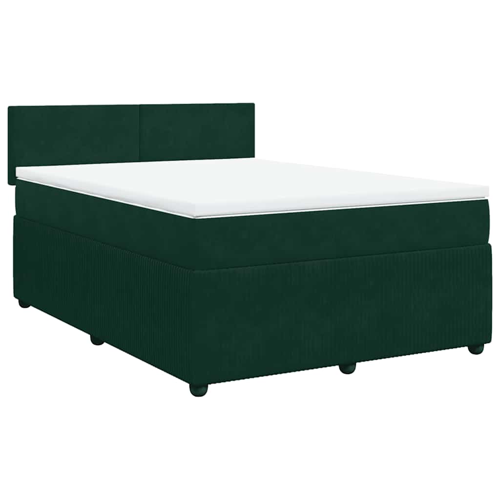 Giroletto a Molle con Materasso Verde Scuro 140x200 cm Velluto