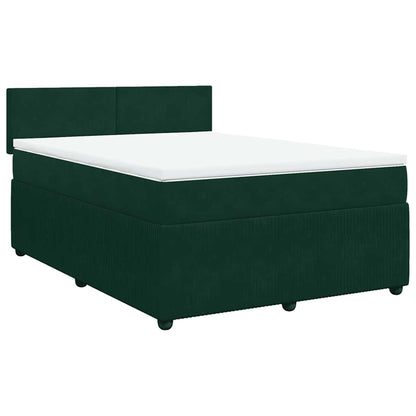 Giroletto a Molle con Materasso Verde Scuro 140x200 cm Velluto
