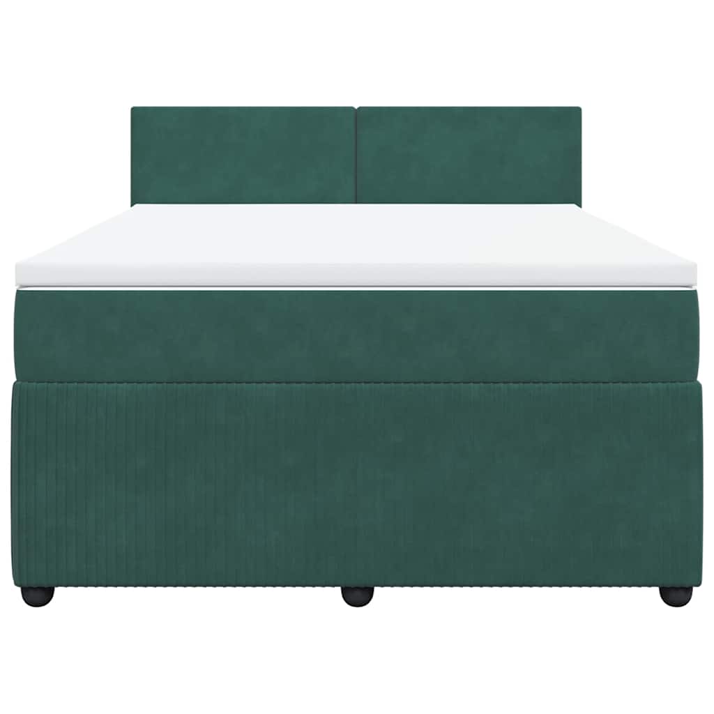 Giroletto a Molle con Materasso Verde Scuro 140x200 cm Velluto - homemem39