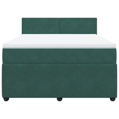 Giroletto a Molle con Materasso Verde Scuro 140x200 cm Velluto - homemem39