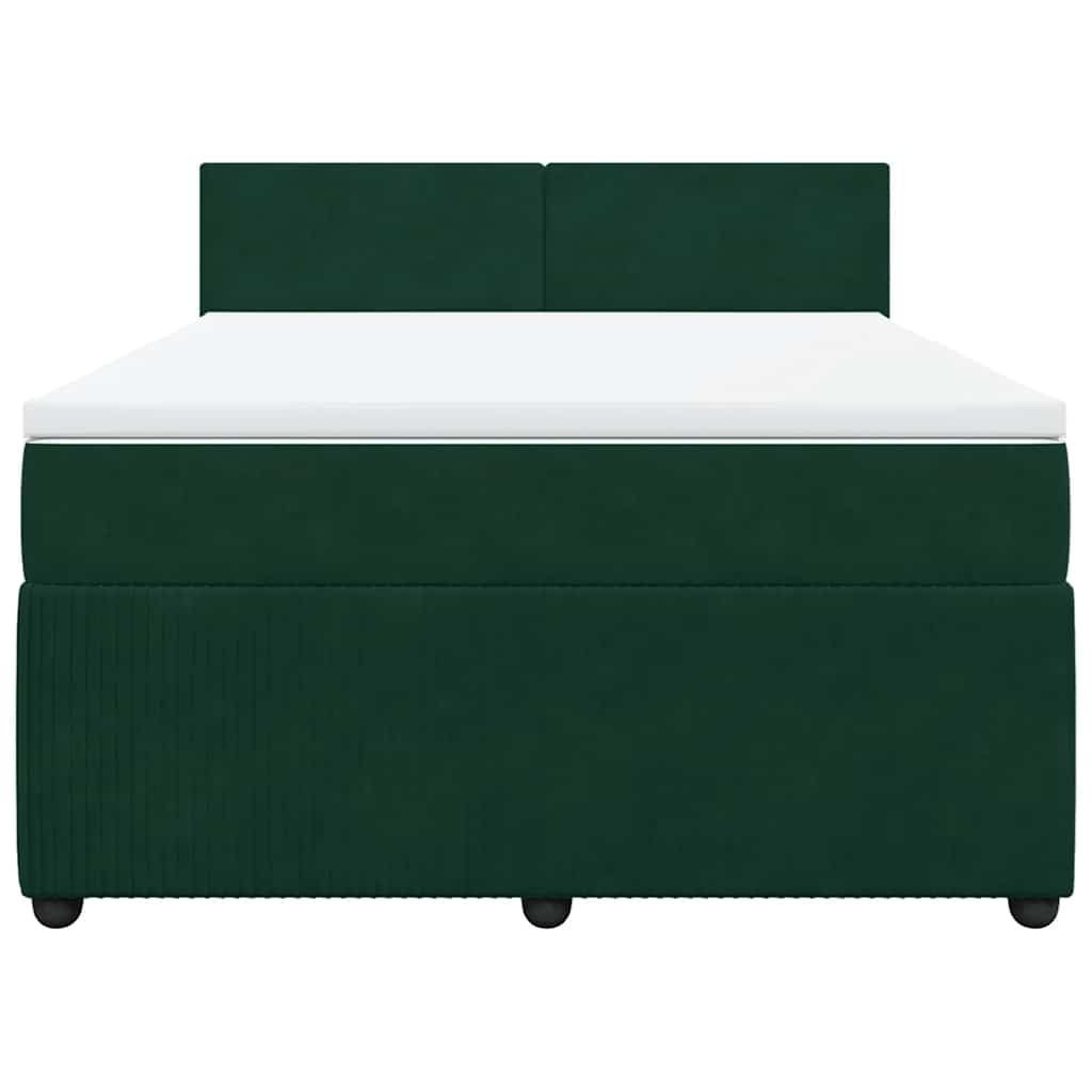 Giroletto a Molle con Materasso Verde Scuro 140x200 cm Velluto