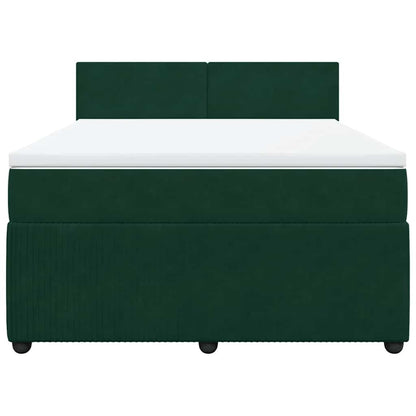 Giroletto a Molle con Materasso Verde Scuro 140x200 cm Velluto
