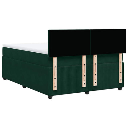 Giroletto a Molle con Materasso Verde Scuro 140x200 cm Velluto
