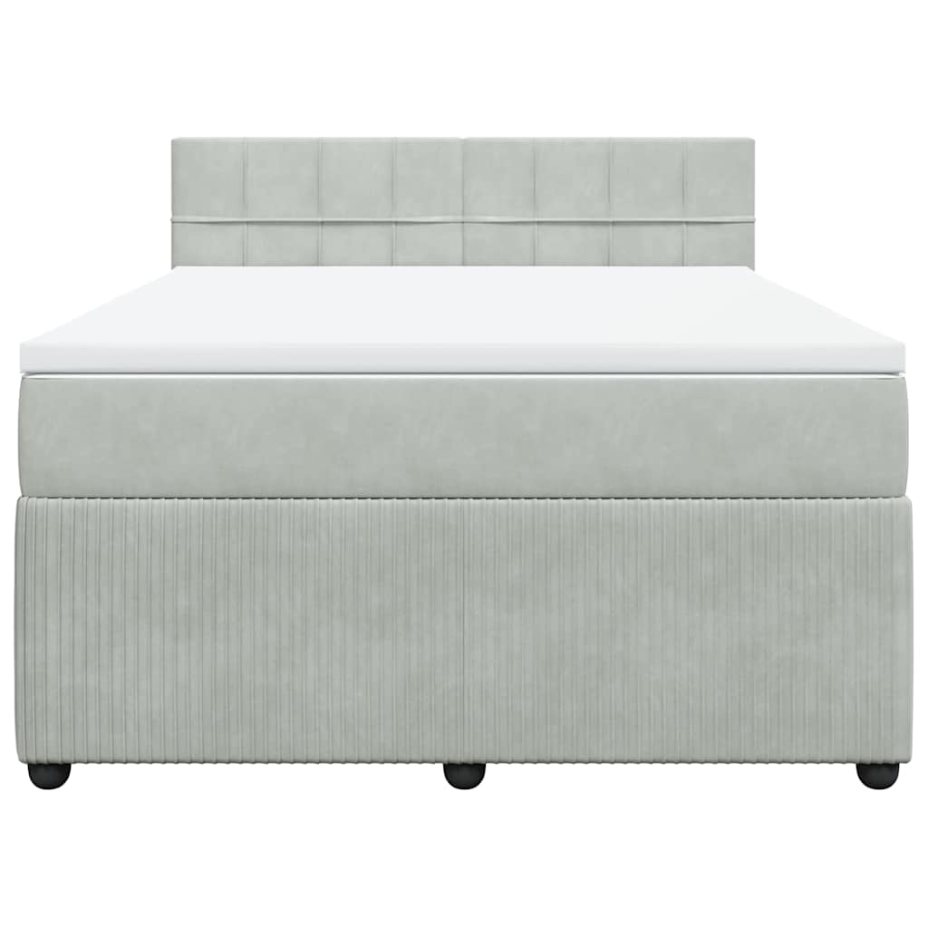 Giroletto a Molle con Materasso Grigio Chiaro 140x200cm Velluto