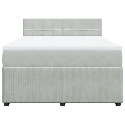 Giroletto a Molle con Materasso Grigio Chiaro 140x200cm Velluto