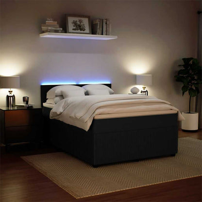Giroletto a Molle con Materasso Nero 140x200 cm in Velluto