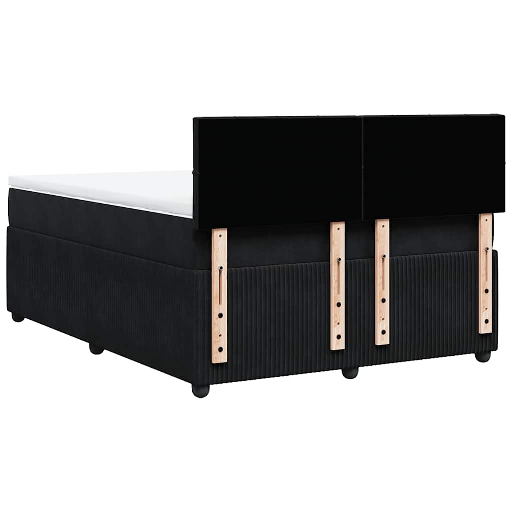 Giroletto a Molle con Materasso Nero 140x200 cm in Velluto