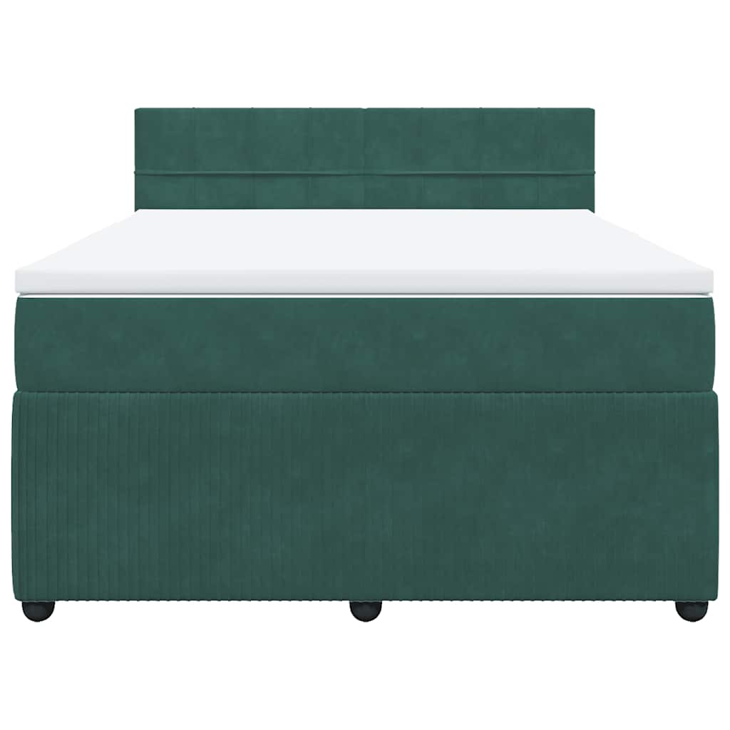 Giroletto a Molle con Materasso Verde Scuro 140x200 cm Velluto