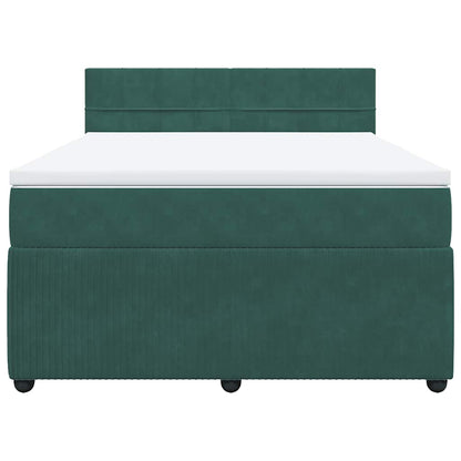 Giroletto a Molle con Materasso Verde Scuro 140x200 cm Velluto